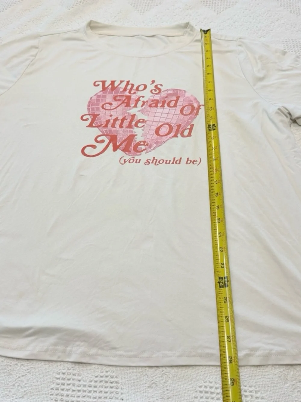 SHEIN White Tee with Pink Heart Slogan